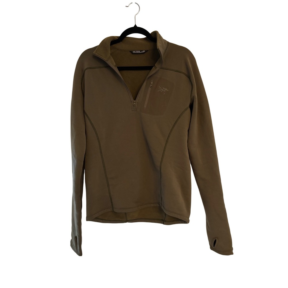 Arcteryx Zip Neck Fleece Base Layer Pullover Olive Green Mens Medium